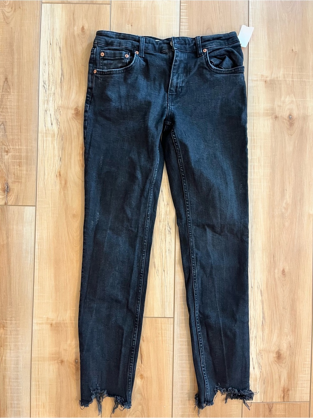 Zara Black Skinny Jeans with Raw Hem